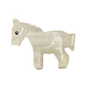 Carved White Onyx Marble Miniature Horse - Donkey - Good Luck Charm